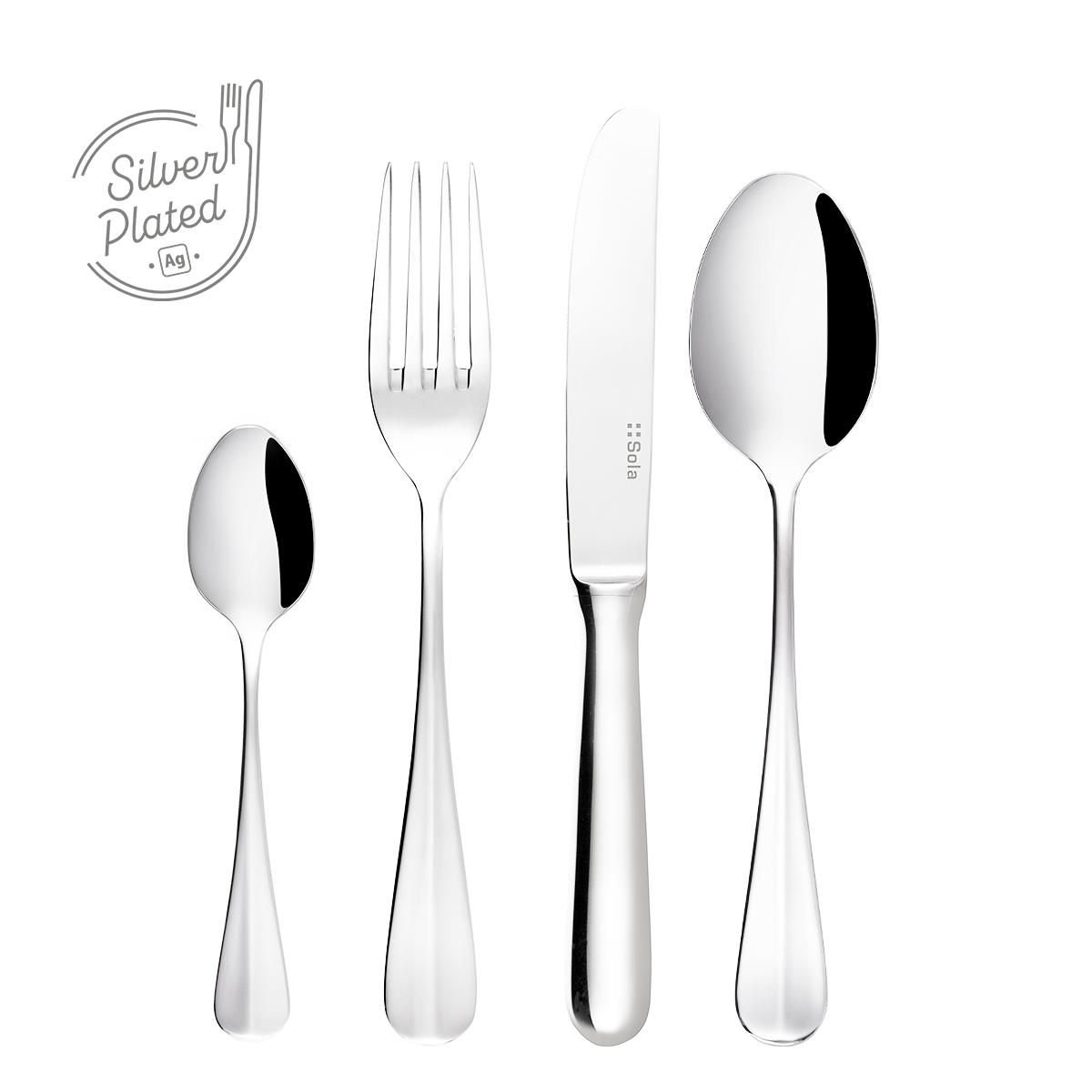 Set jedilnega pribora 24 kosov - nož z votlim ročajem in kratkim rezilom – Baguette, posrebren - 100942