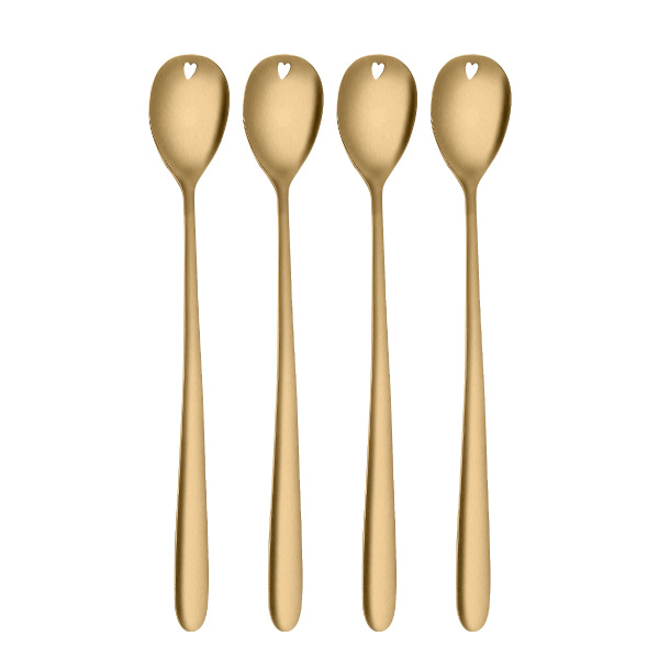 Latte žličke s srčkom zlate set 4 kosi – Love Cutlery