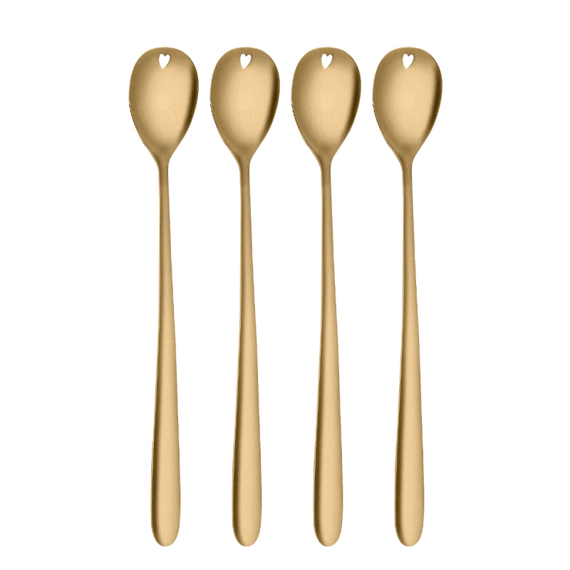 Latte žličke s srčkom zlate set 4 kosi – Love Cutlery