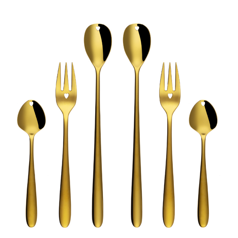 Darilni set s srčkom 6 kosov zlat | Love Cutlery