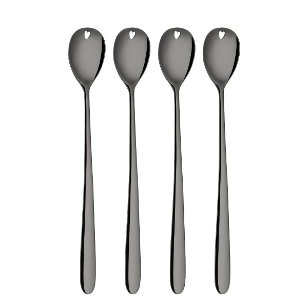 Latte žličke s srčkom sive set 4 kosi – Love Cutlery