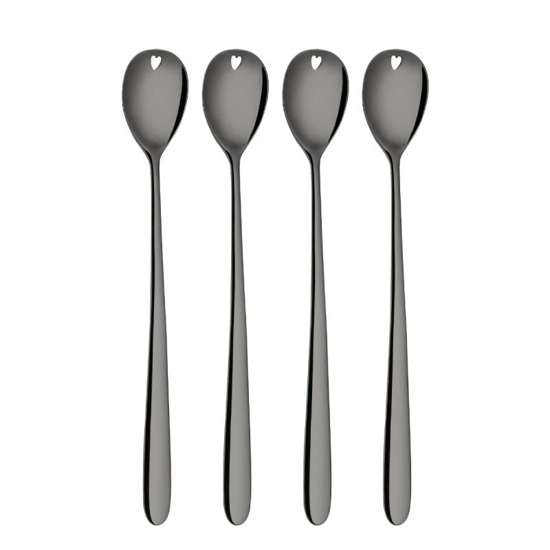 Latte žličke s srčkom sive set 4 kosi – Love Cutlery