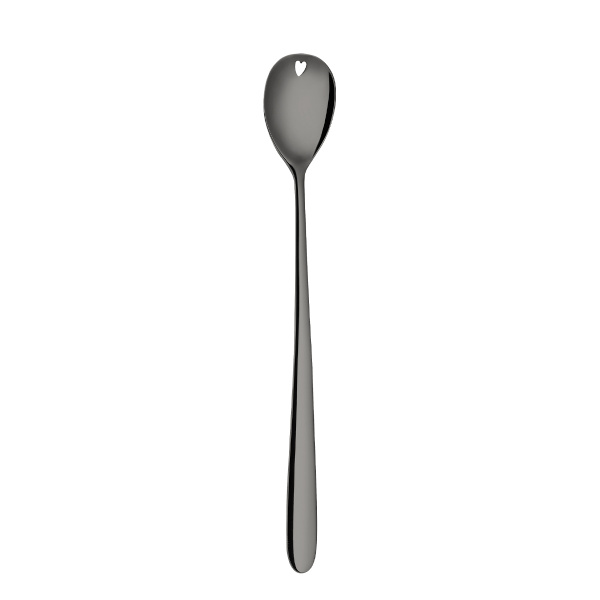 Latte žlička s srčkom PVD siva - Love Cutlery