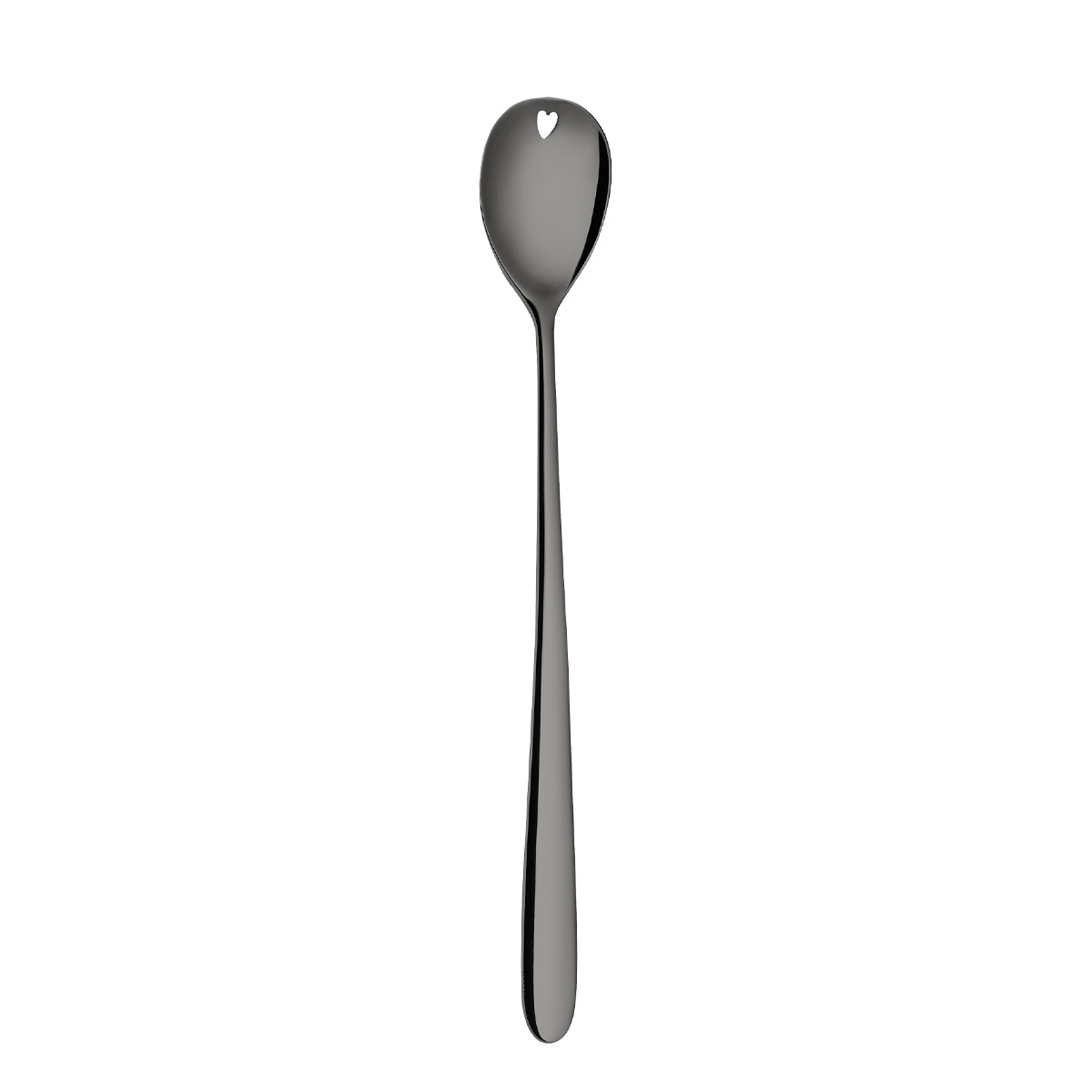 Latte žlička s srčkom PVD siva - Love Cutlery