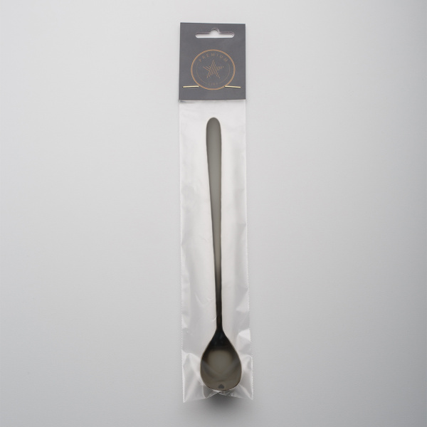 Latte žlička s srčkom PVD siva - Love Cutlery