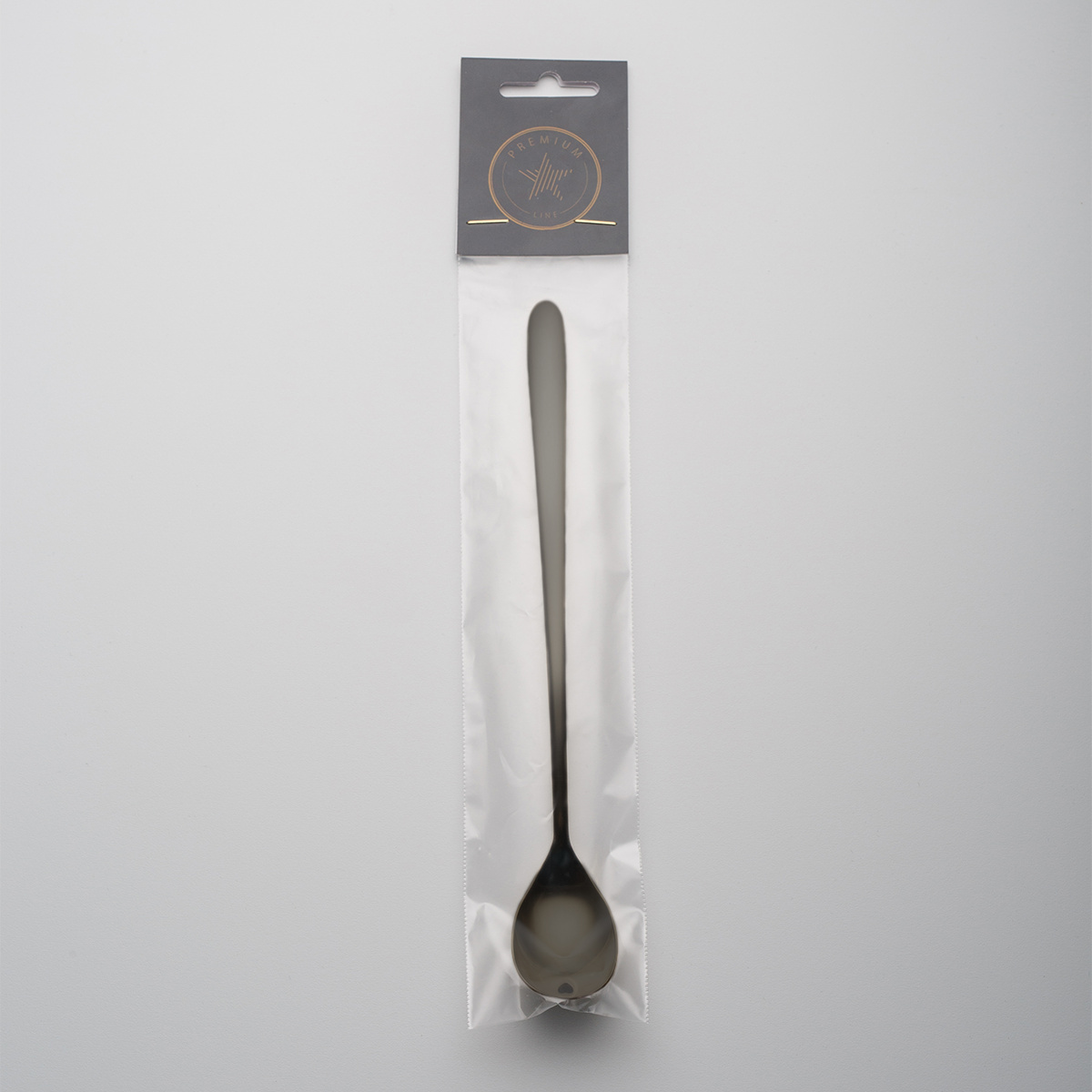 Latte žlička s srčkom PVD siva - Love Cutlery