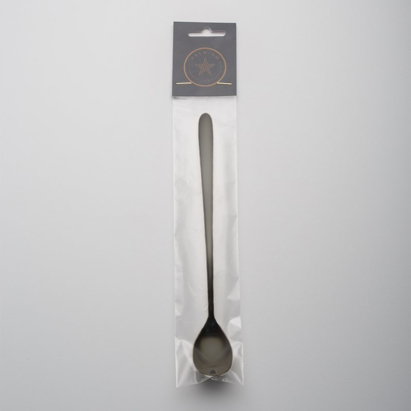 Latte žlička s srčkom PVD siva - Love Cutlery