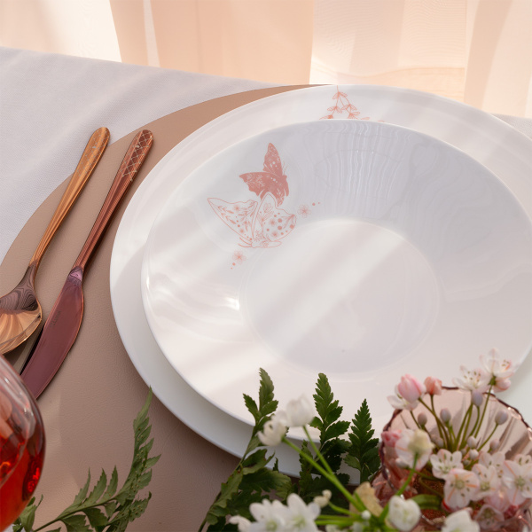 Globok krožnik Butterfly 22 cm | Premium Platinum Easter