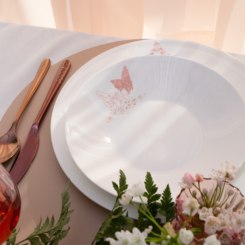 Globok krožnik Butterfly 22 cm | Premium Platinum Easter