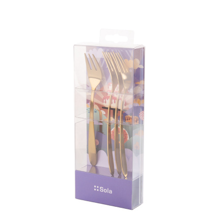 Vilice za sladice komplet 4 kosi v božični embalaži — Alpha PVD zlata