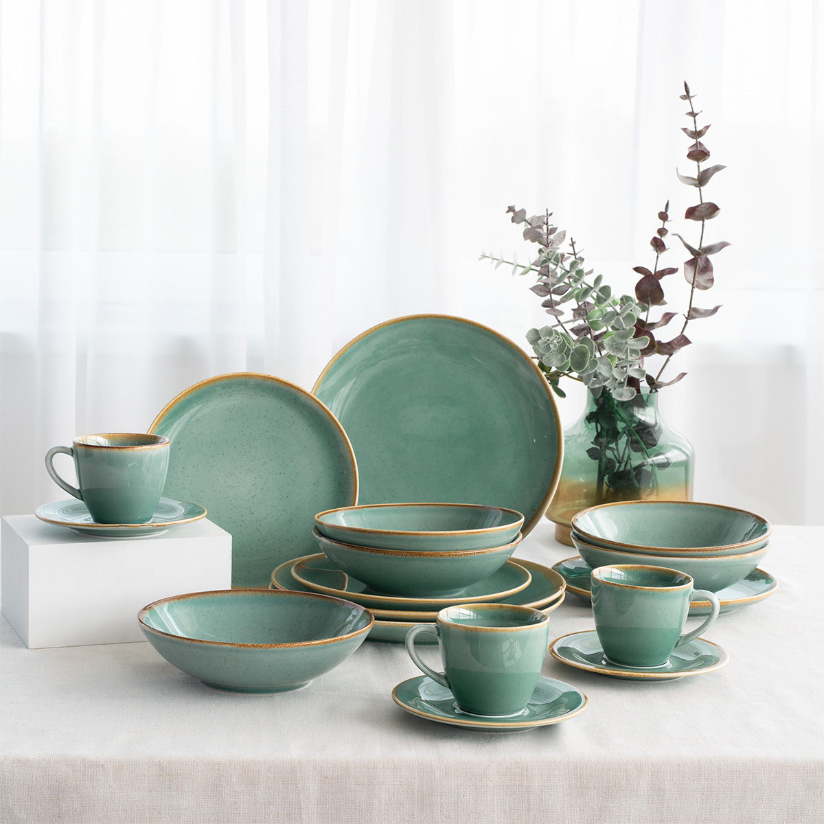 Porcelanasti set 30 kosov – Sand turkizen – Gaya