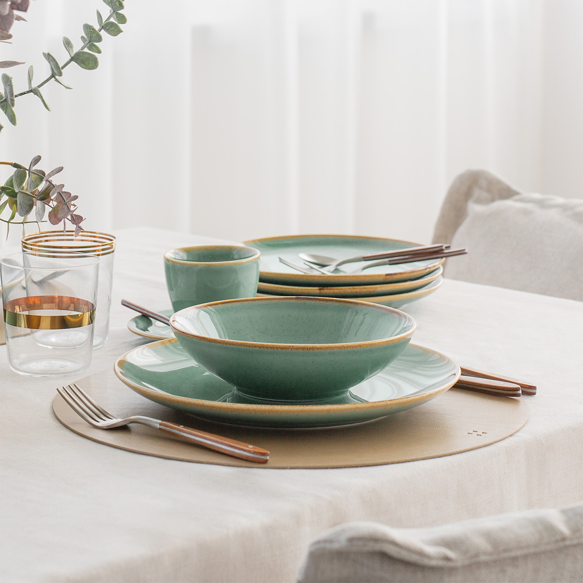 Porcelanasti set 30 kosov – Sand turkizen – Gaya