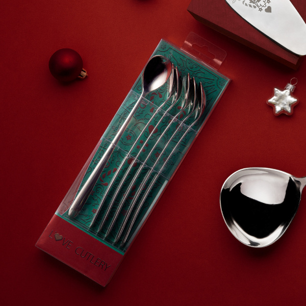 Latte žličke s srčkom set 6 kosov, božično pakiranje - Love Cutlery