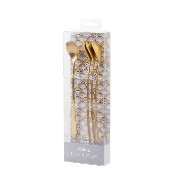 Latte žličke s srčkom zlate set 4 kosi – Love Cutlery