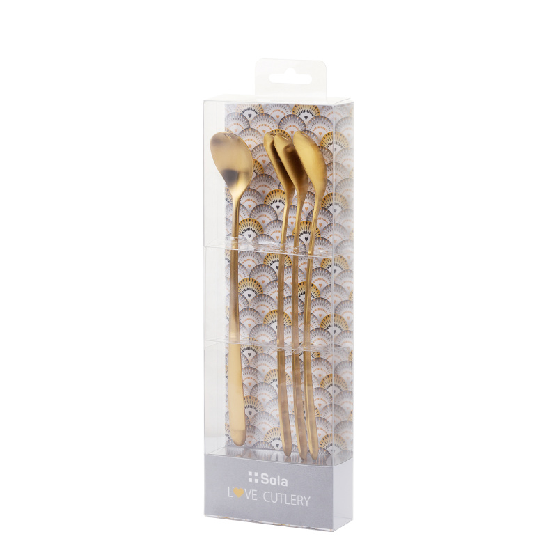 Latte žličke s srčkom zlate set 4 kosi – Love Cutlery