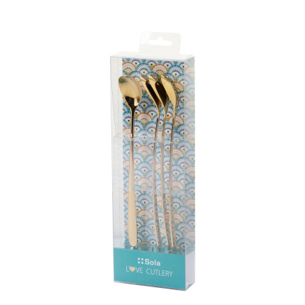 Latte žličke s srčkom šampanjec set 4 kosi – Love Cutlery