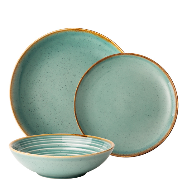 Porcelanasti set 18 delni Gaya Sand turkizen | Lunasol