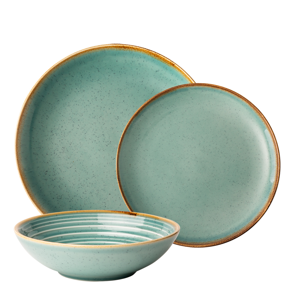 Porcelanasti set 18 delni Gaya Sand turkizen | Lunasol