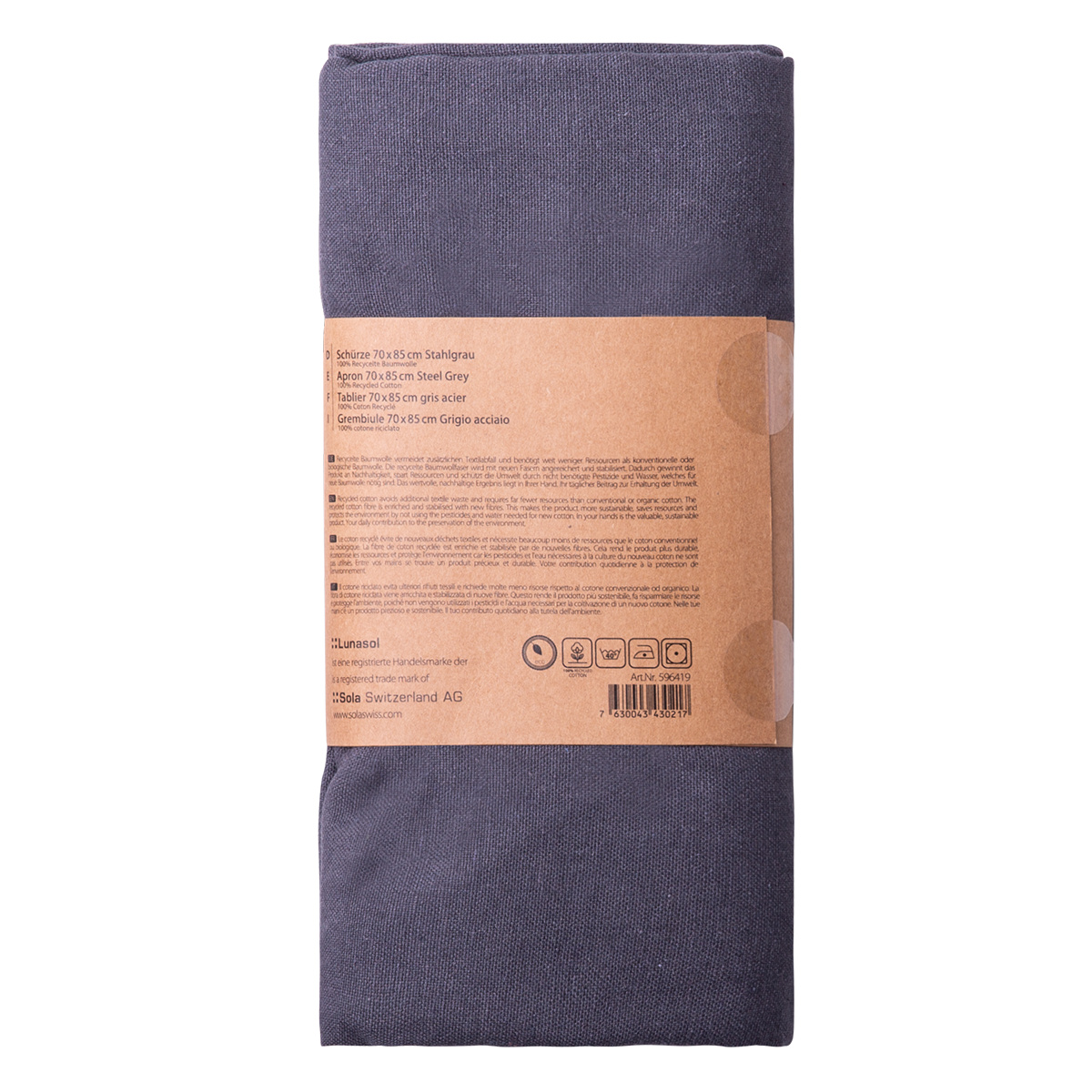 Jekleno siv bombažni predpasnik 70 x 85 cm – Basic Ambiente
