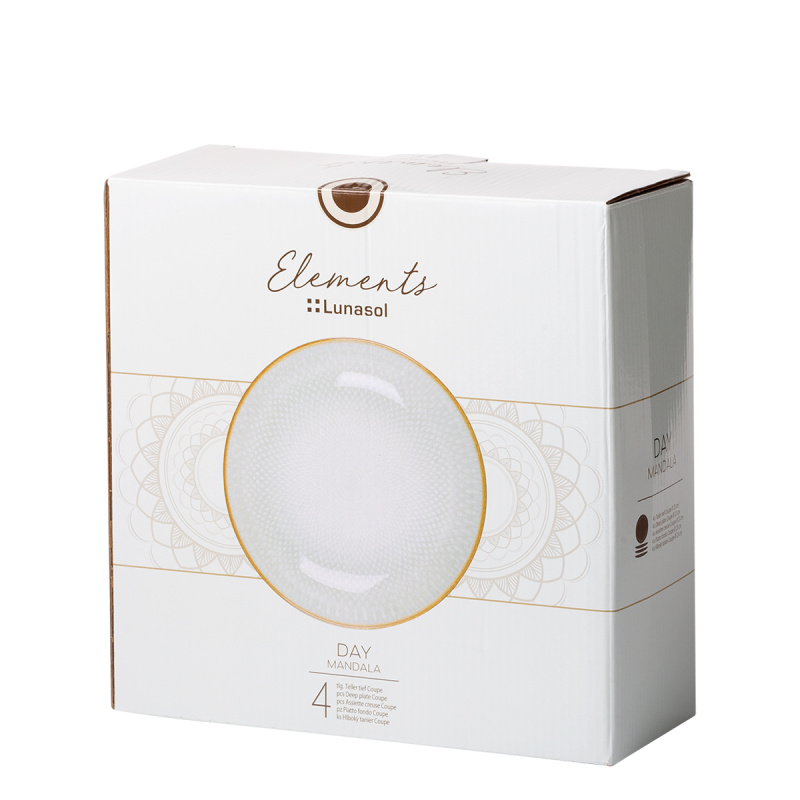 Globok krožnik Coupe 23 cm komplet 4 kosov - Elements Day Mandala