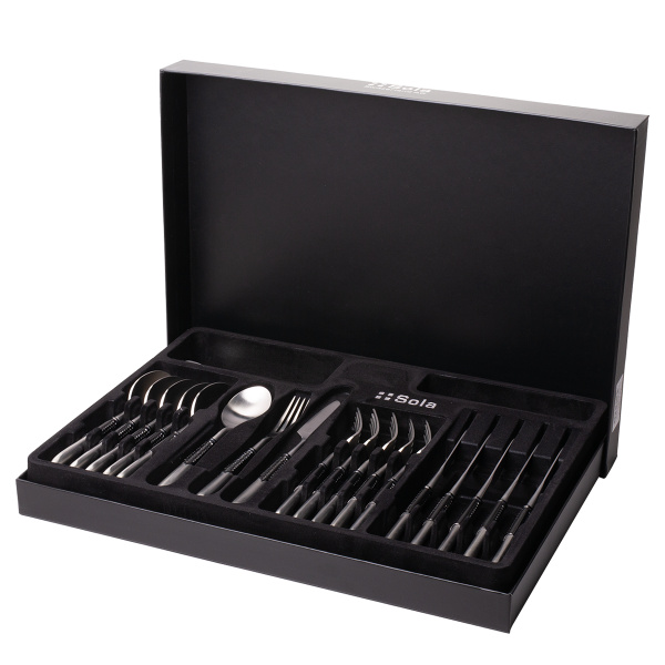 Set jedilnega pribora 24 kosov | Gaya Exeter Black Sleeve
