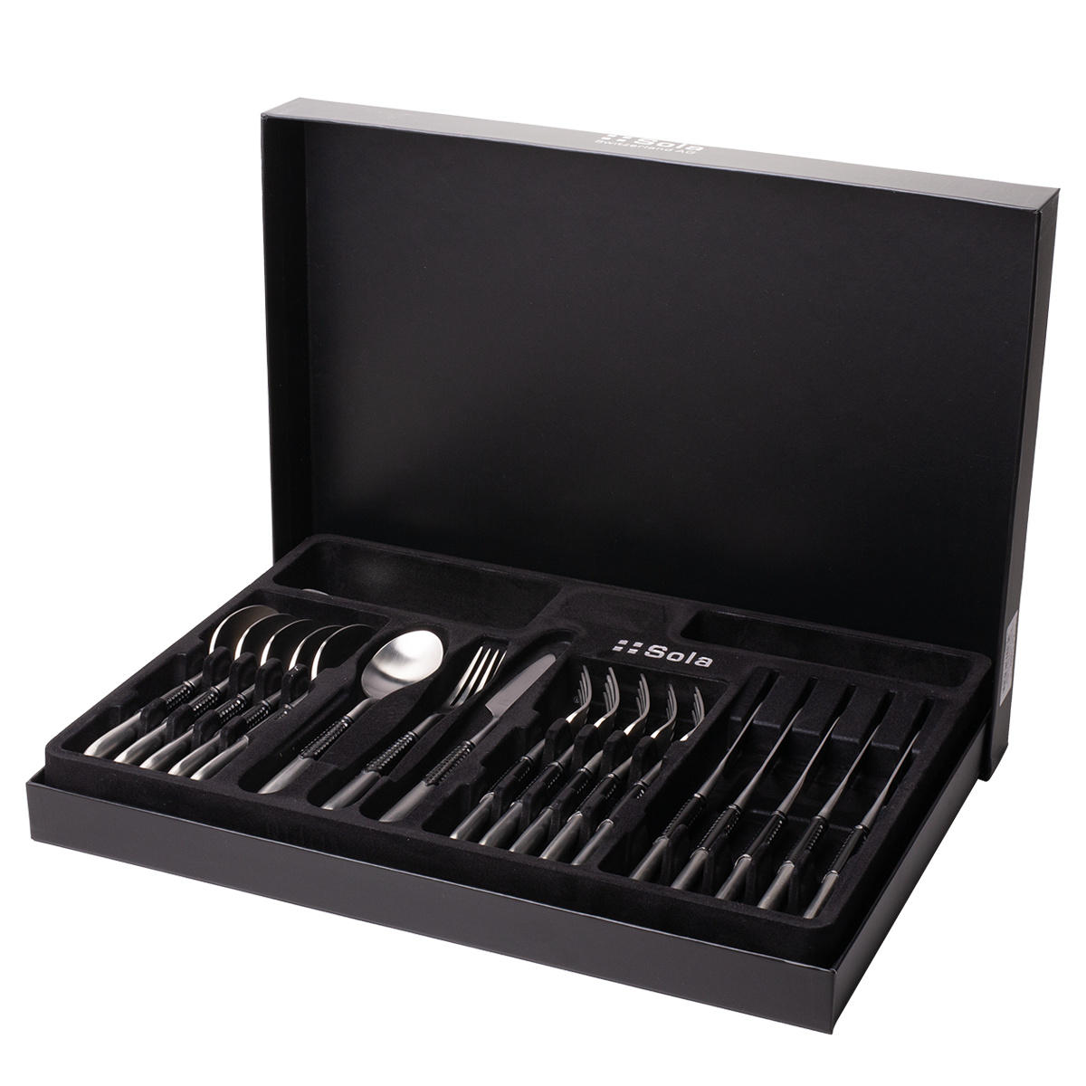 Set jedilnega pribora 24 kosov | Gaya Exeter Black Sleeve