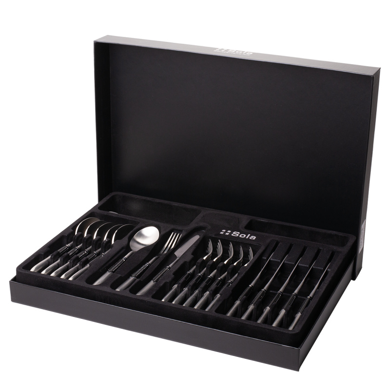 Set jedilnega pribora 24 kosov | Gaya Exeter Black Sleeve