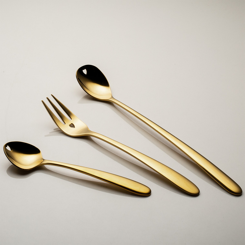 Darilni set s srčkom 6 kosov zlat | Love Cutlery