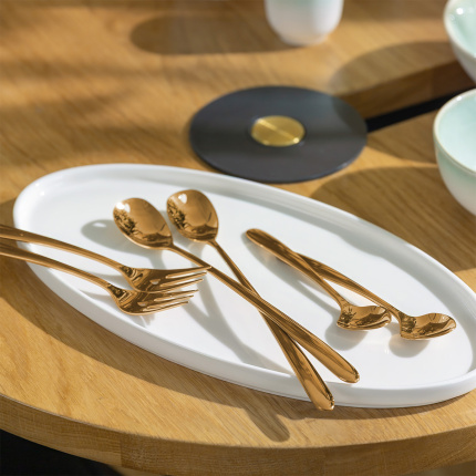 Darilni set s srčkom 6 kosov rožnato-zlat — Love Cutlery