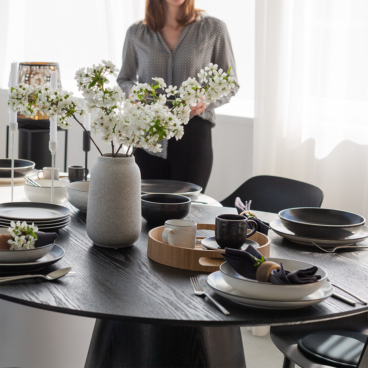 Kavni set 12 kosov | Elements Yin & Yang black