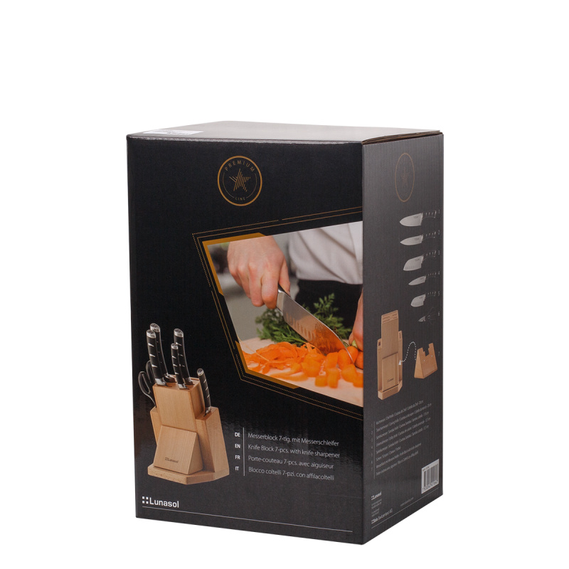 Set nožev v stojalu z brusilnikom 7 kosov - Flow Kitchen