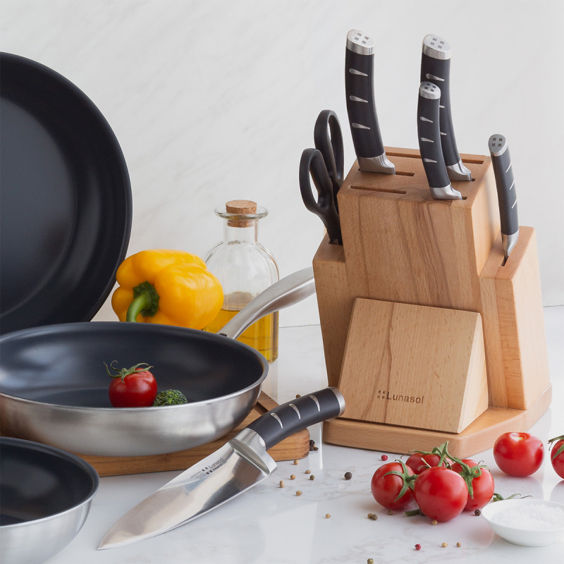Set nožev v stojalu z brusilnikom 7 kosov - Flow Kitchen