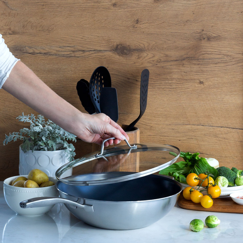 Wok s stekleno pokrovko ø 30 cm | Sirius Terra