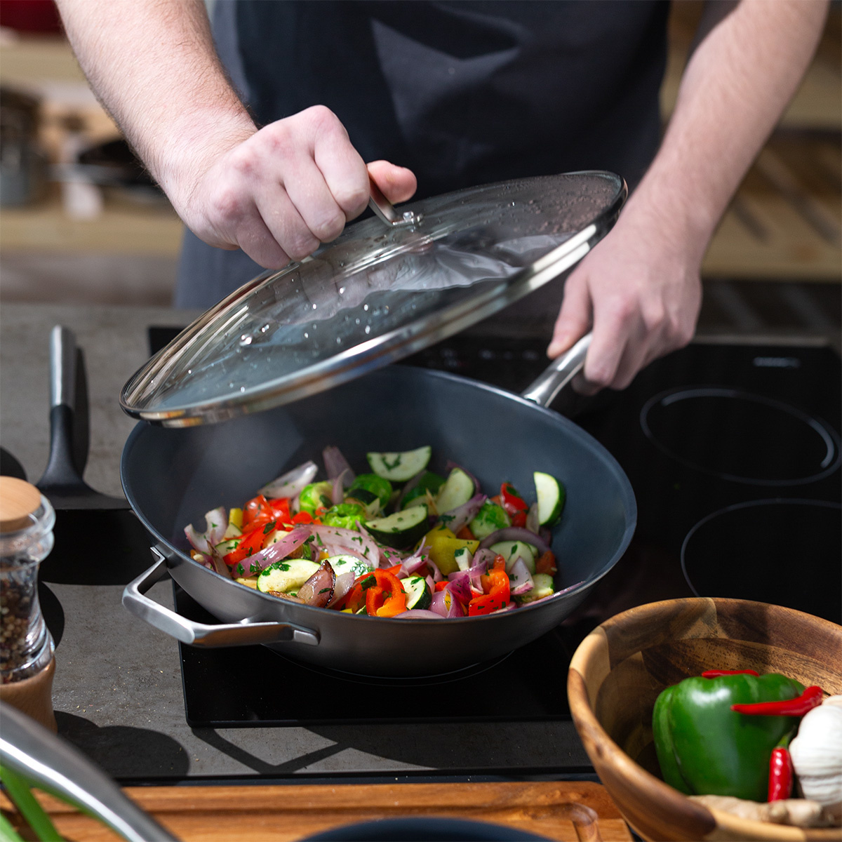 Wok s stekleno pokrovko ø 30 cm | Sirius Terra