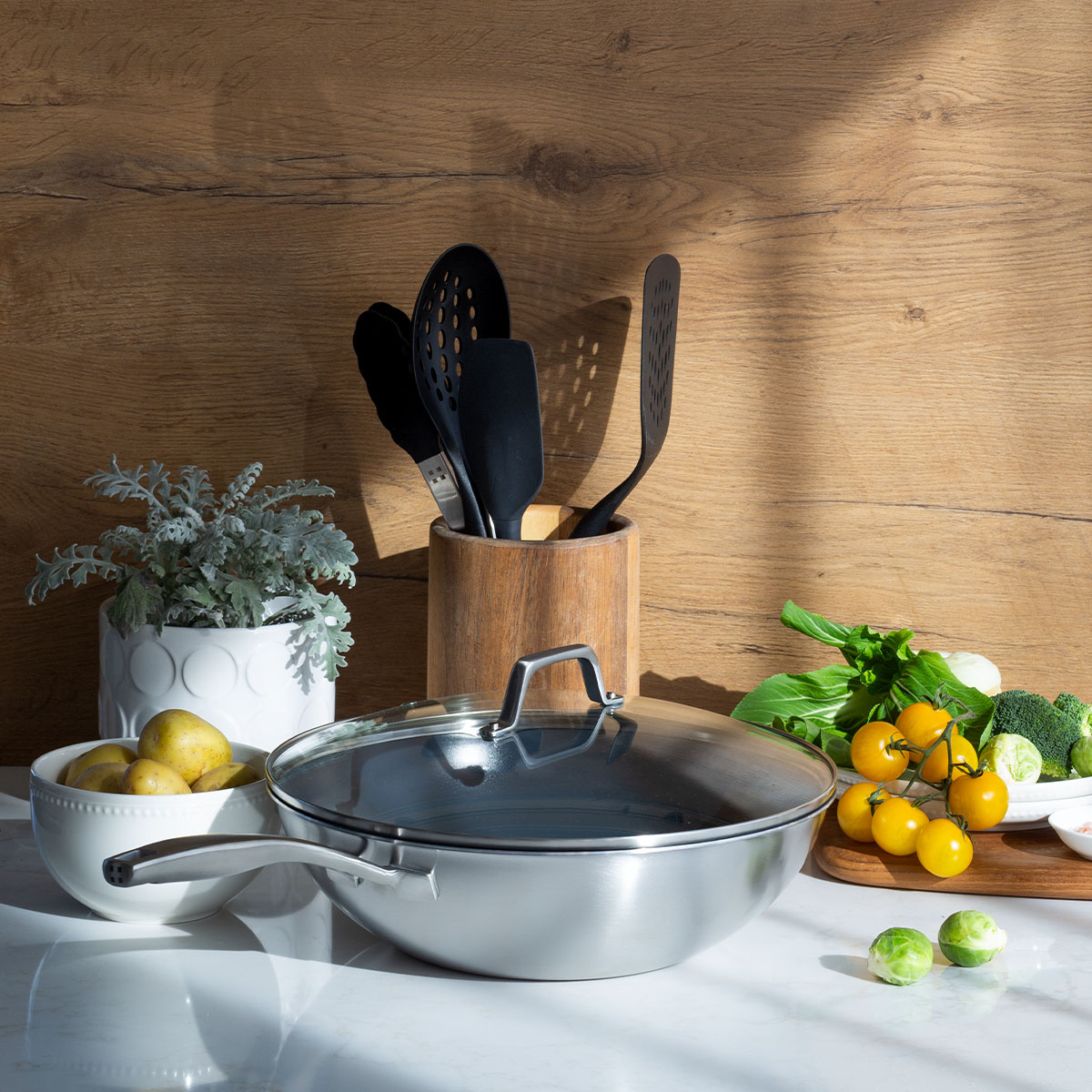 Wok s stekleno pokrovko ø 30 cm | Sirius Terra