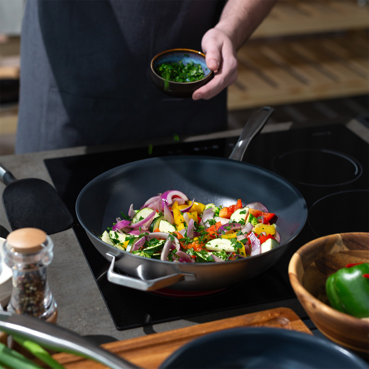 Wok s stekleno pokrovko ø 30 cm | Sirius Terra