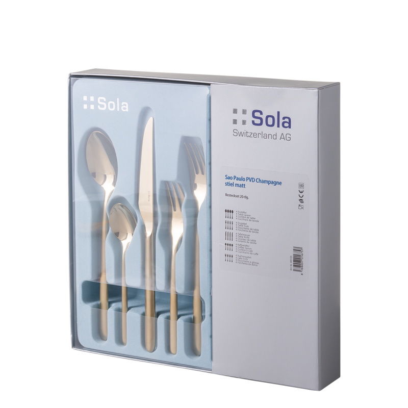 Set jedilnega pribora 20 kosov Sao Paulo PVD champagne | Sola