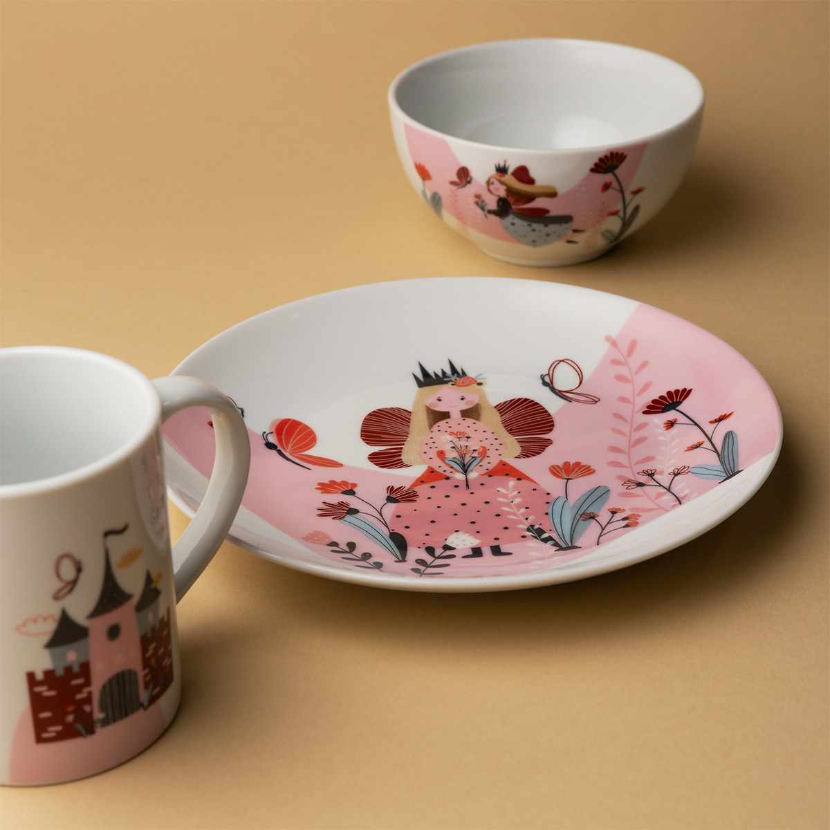 Otroški porcelanasti set Princess 3 kosov – KIDS WORLD