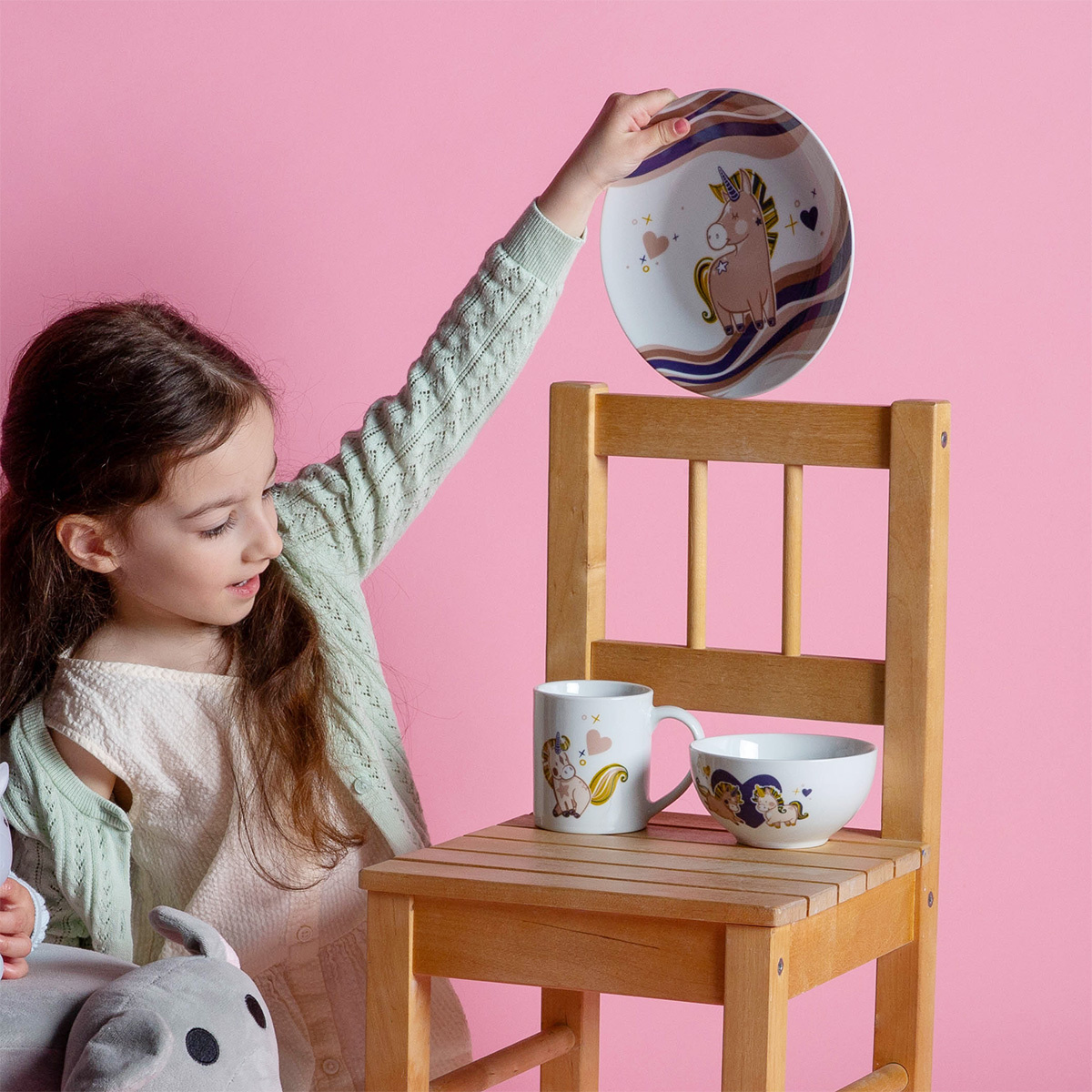 Otroški porcelanasti set Unicorn 3 kosov – KIDS WORLD