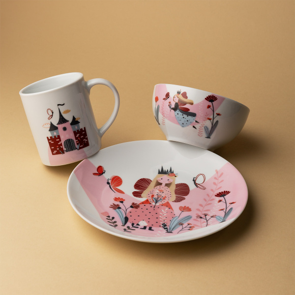 Otroški porcelanasti set Princess 3 kosov – KIDS WORLD