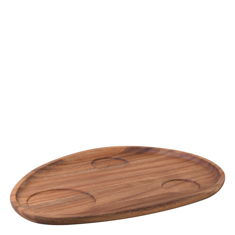Pladenj Triangle Akacija 35 x 25 cm z vdolbino - FLOW Wooden