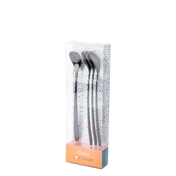 Set žličk za latte s srčkom 4 kosov – Alpha PVD Grey