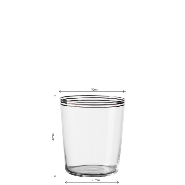 Kozarci Tumbler s tremi črtami v platinasti barvi 440 ml komplet 6 kosov - 21st Century Glas