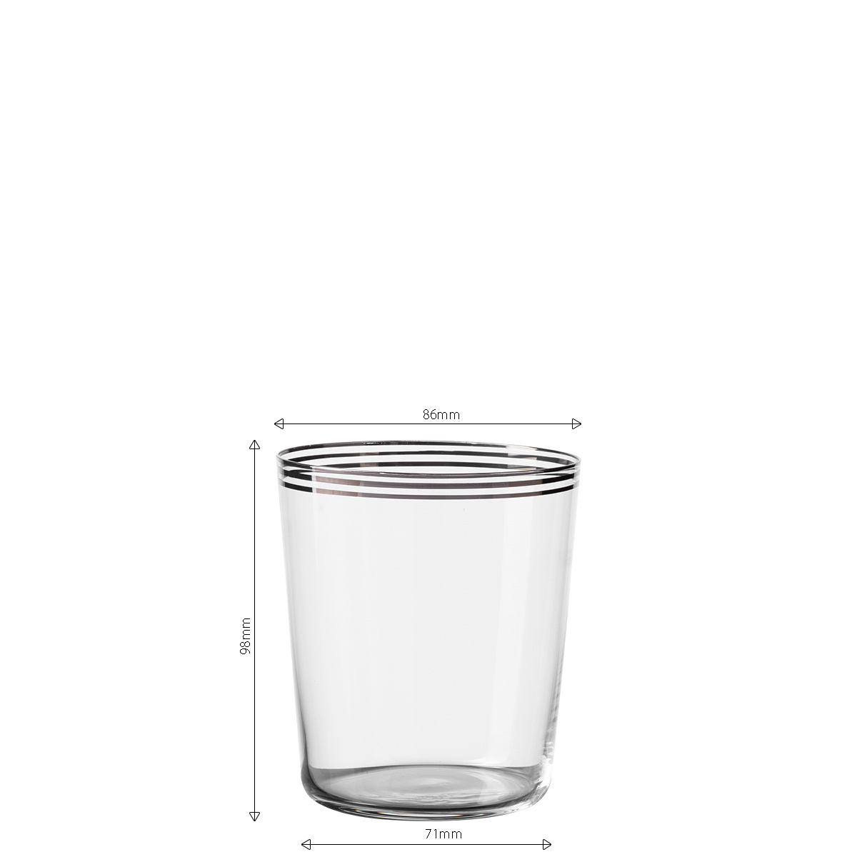 Kozarci Tumbler s tremi črtami v platinasti barvi 440 ml komplet 6 kosov - 21st Century Glas