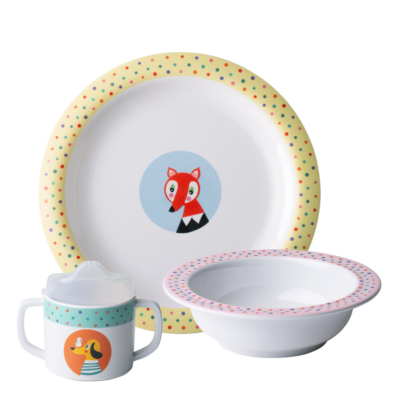Otroški melaminski set 3 kosi – Kids WORLD Animals