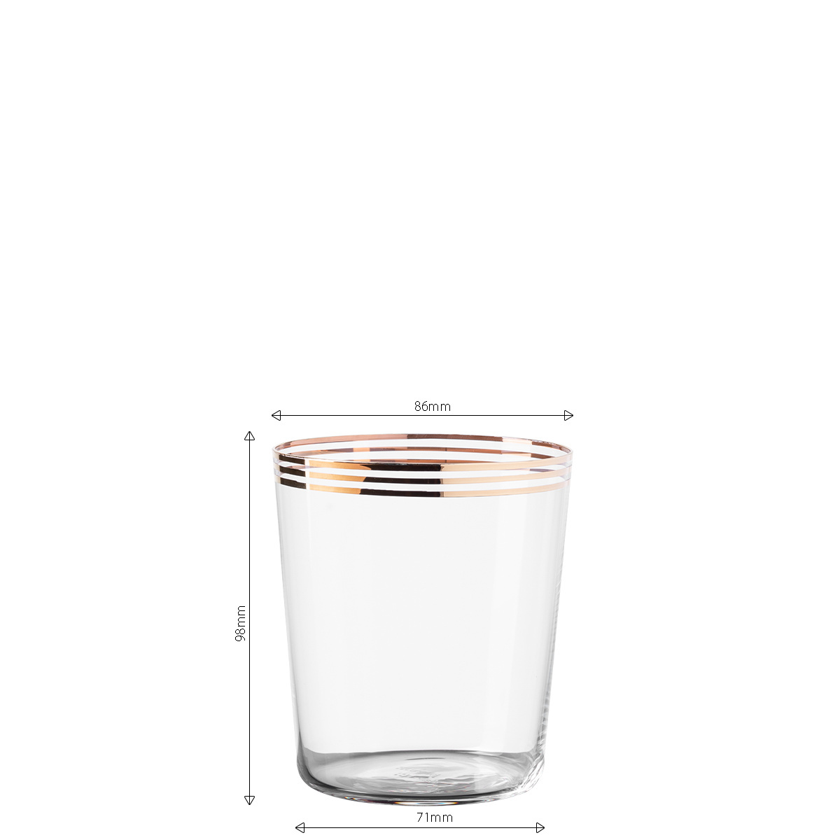 Kozarci Tumbler s tremi zlatimi črtami 440 ml komplet 6 kosov - 21st Century Glas