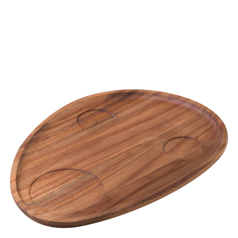 Pladenj Triangle Akacija 35 x 25 cm z vdolbino - FLOW Wooden