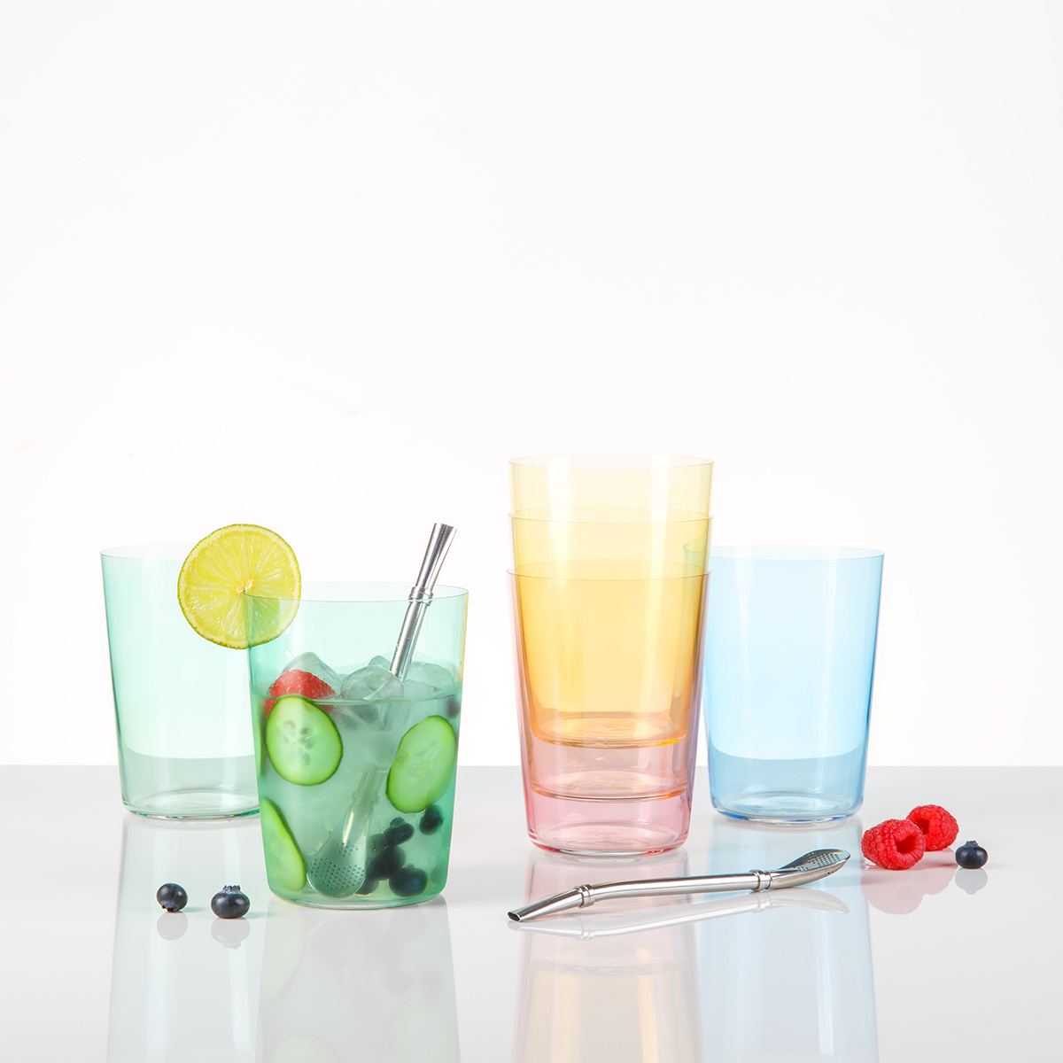 Kozarci Tumbler modri 515 ml komplet 6 kosov – 21st Century Glas Lunasol META Glass