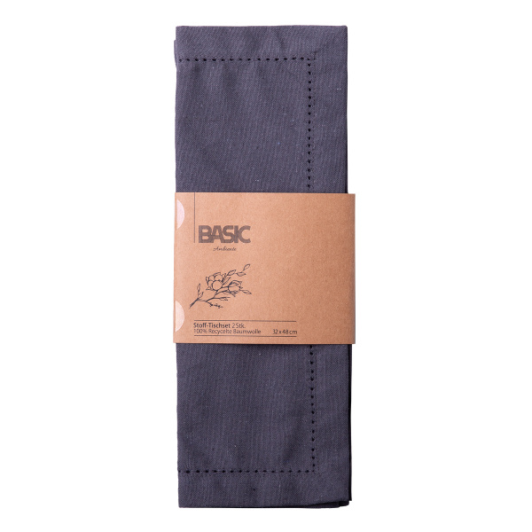 Jekleno sivi bombažni pogrinjek 32 x 48 cm 2 kosa – Basic Ambiente