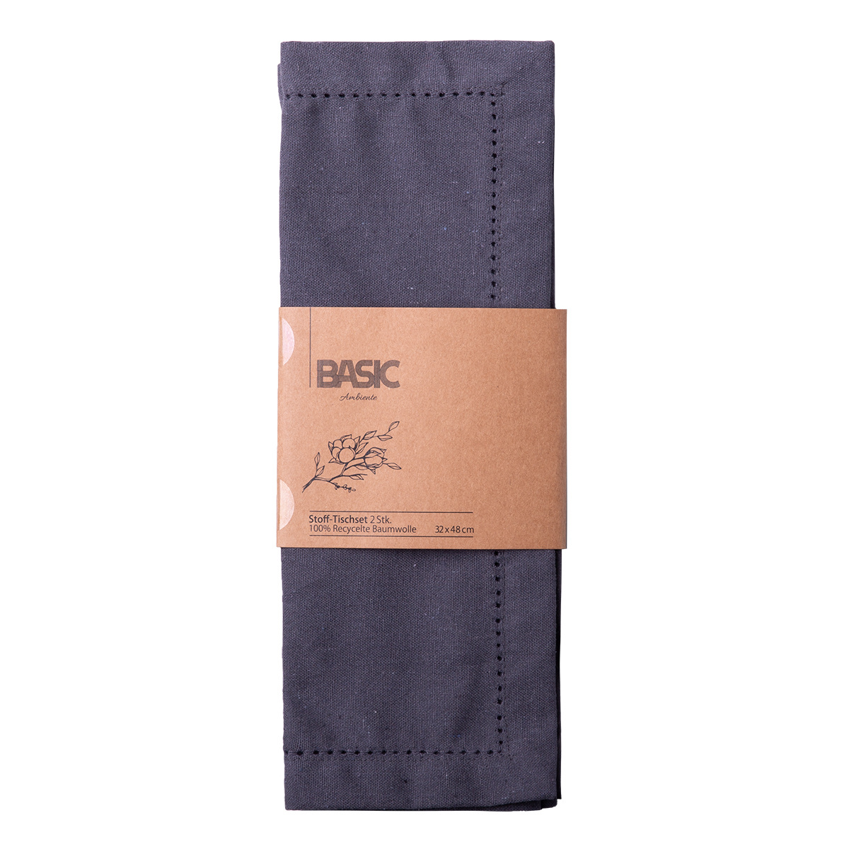 Jekleno sivi bombažni pogrinjek 32 x 48 cm 2 kosa – Basic Ambiente